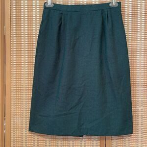 Bankers Club Women's Houndstooth Pencil Skirt Black Green Size 12‎ Pockets
